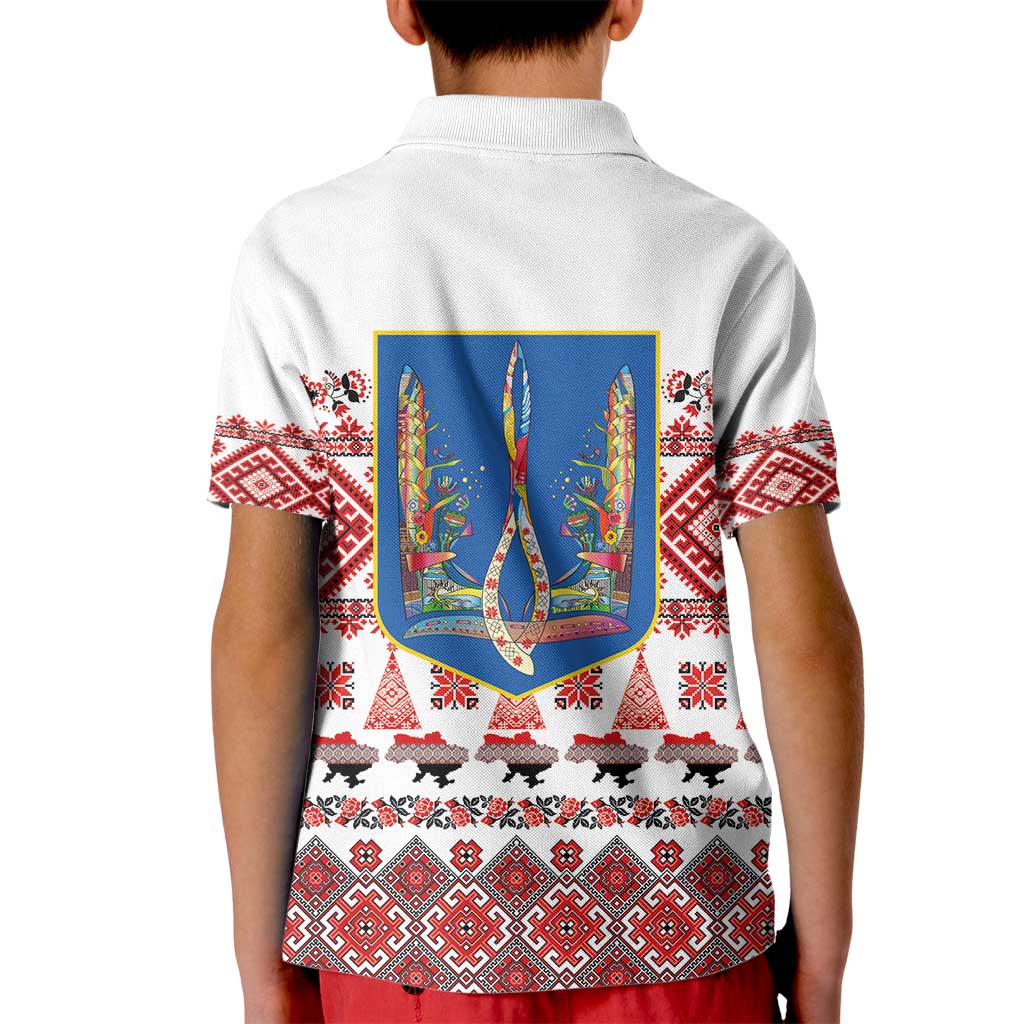 Ukraine Merry Christmas Kid Polo Shirt Ukraine Emblem and Vyshyvanka Xmas Style - Wonder Print Shop