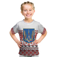 Ukraine Merry Christmas Kid T Shirt Ukraine Emblem and Vyshyvanka Xmas Style - Wonder Print Shop