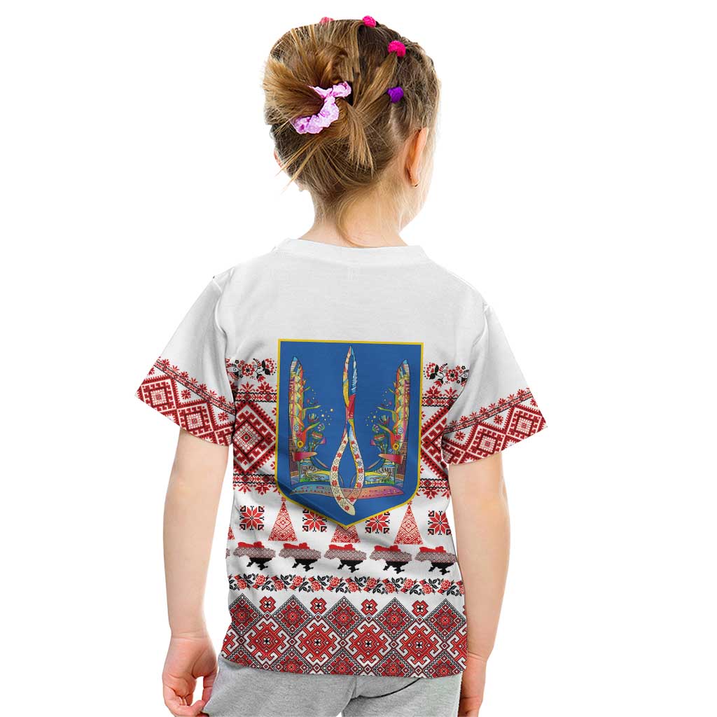 Ukraine Merry Christmas Kid T Shirt Ukraine Emblem and Vyshyvanka Xmas Style - Wonder Print Shop