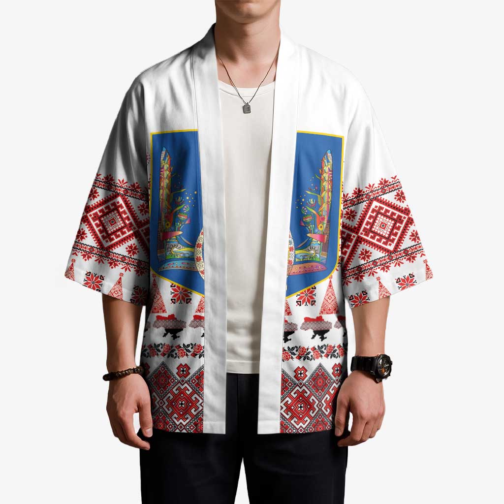Ukraine Merry Christmas Kimono Ukraine Emblem and Vyshyvanka Xmas Style - Wonder Print Shop