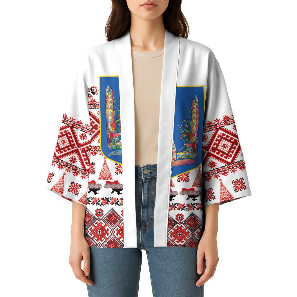 Ukraine Merry Christmas Kimono Ukraine Emblem and Vyshyvanka Xmas Style - Wonder Print Shop