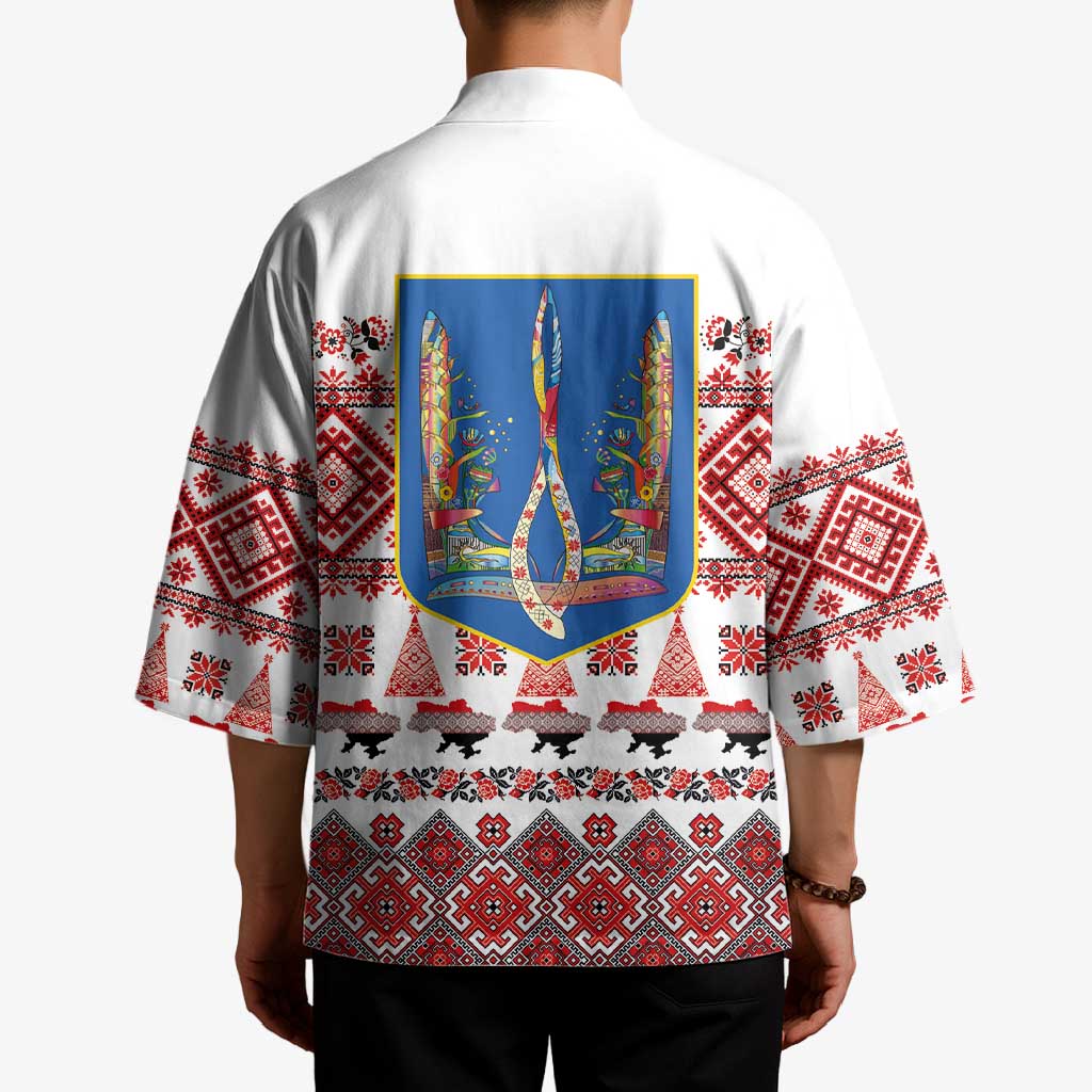 Ukraine Merry Christmas Kimono Ukraine Emblem and Vyshyvanka Xmas Style - Wonder Print Shop