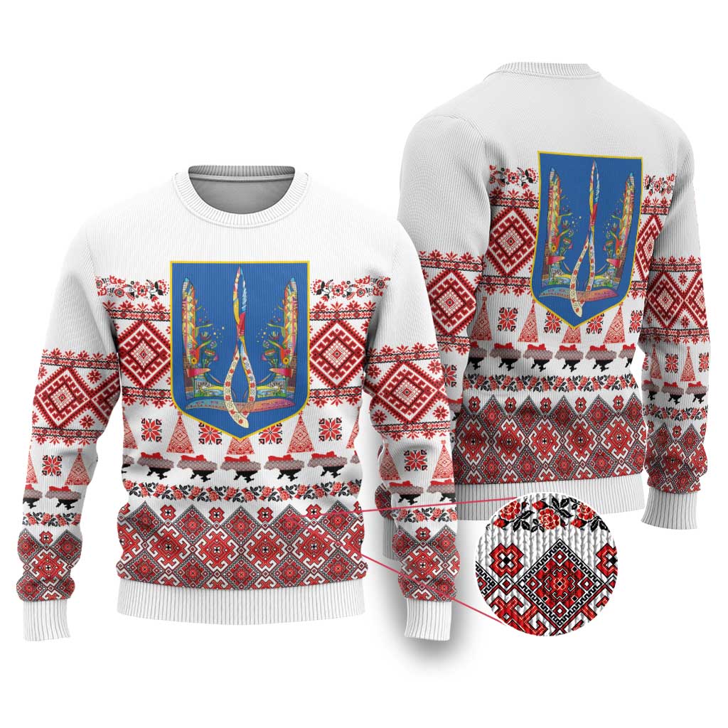 Ukraine Merry Christmas Ugly Christmas Sweater Ukraine Emblem and Vyshyvanka Xmas Style - Wonder Print Shop