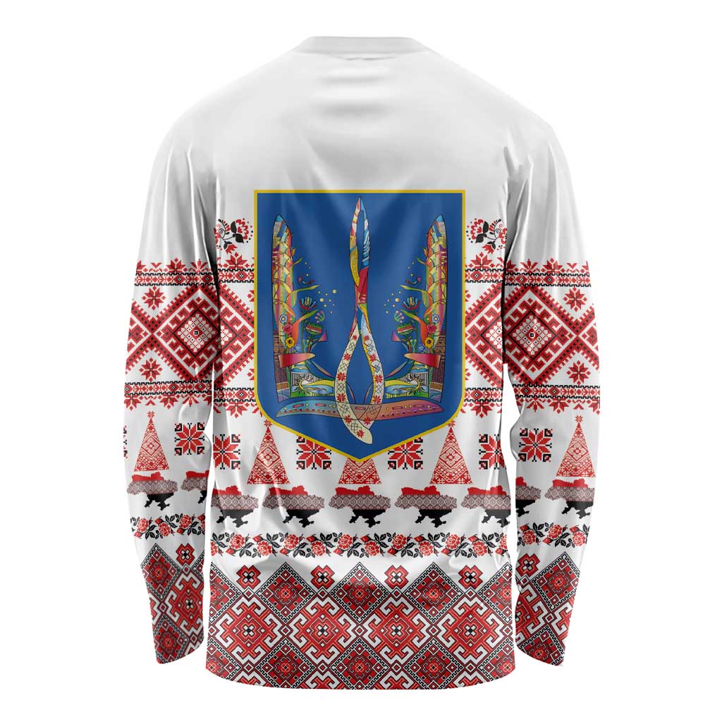 Ukraine Merry Christmas Long Sleeve Shirt Ukraine Emblem and Vyshyvanka Xmas Style - Wonder Print Shop