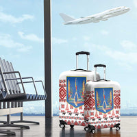 Ukraine Merry Christmas Luggage Cover Ukraine Emblem and Vyshyvanka Xmas Style - Wonder Print Shop