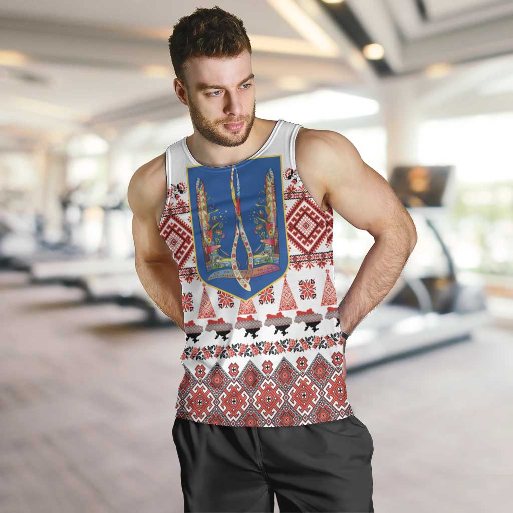 Ukraine Merry Christmas Men Tank Top Ukraine Emblem and Vyshyvanka Xmas Style - Wonder Print Shop