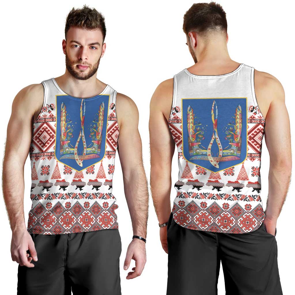 Ukraine Merry Christmas Men Tank Top Ukraine Emblem and Vyshyvanka Xmas Style - Wonder Print Shop