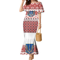 Ukraine Merry Christmas Mermaid Dress Ukraine Emblem and Vyshyvanka Xmas Style - Wonder Print Shop