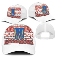 Ukraine Merry Christmas Mesh Trucker Cap Ukraine Emblem and Vyshyvanka Xmas Style - Wonder Print Shop