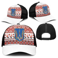 Ukraine Merry Christmas Mesh Trucker Cap Ukraine Emblem and Vyshyvanka Xmas Style - Wonder Print Shop