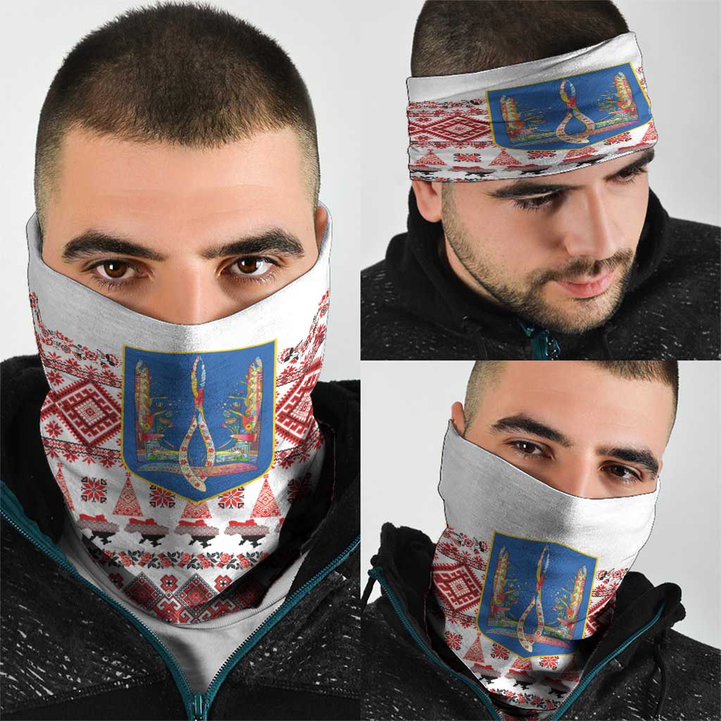 Ukraine Merry Christmas Neck Gaiter Ukraine Emblem and Vyshyvanka Xmas Style - Wonder Print Shop