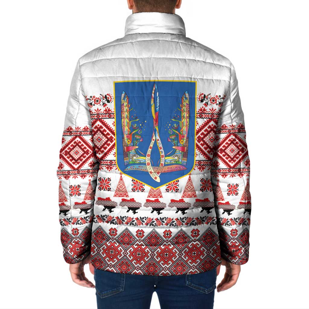 Ukraine Merry Christmas Padded Jacket Ukraine Emblem and Vyshyvanka Xmas Style - Wonder Print Shop