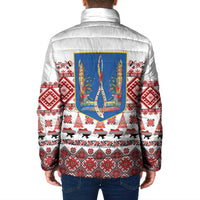 Ukraine Merry Christmas Padded Jacket Ukraine Emblem and Vyshyvanka Xmas Style - Wonder Print Shop