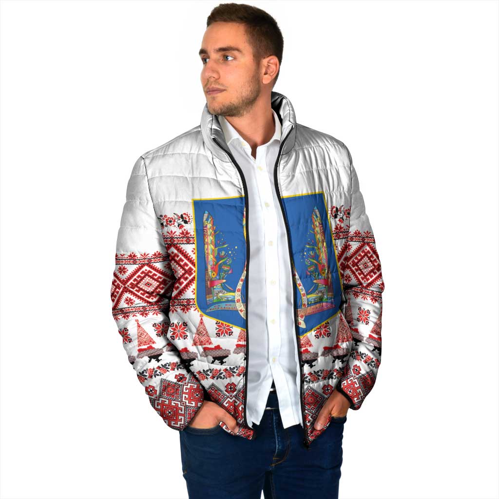 Ukraine Merry Christmas Padded Jacket Ukraine Emblem and Vyshyvanka Xmas Style - Wonder Print Shop