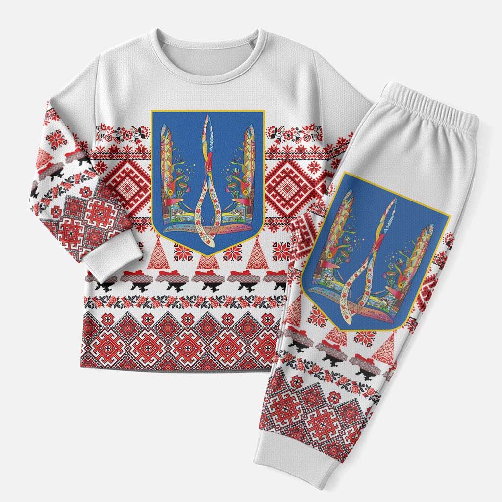 Ukraine Merry Christmas Pajama Set Ukraine Emblem and Vyshyvanka Xmas Style - Wonder Print Shop