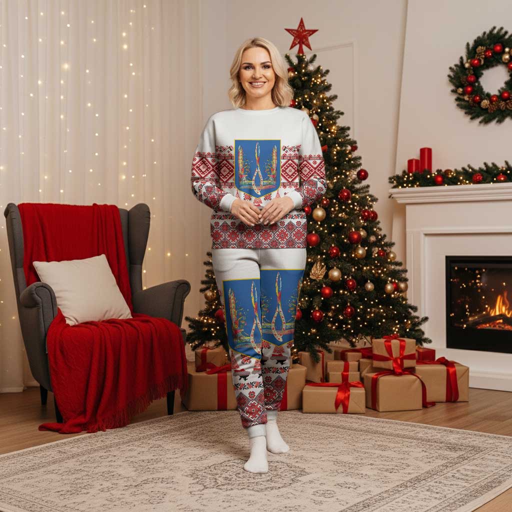 Ukraine Merry Christmas Pajama Set Ukraine Emblem and Vyshyvanka Xmas Style - Wonder Print Shop