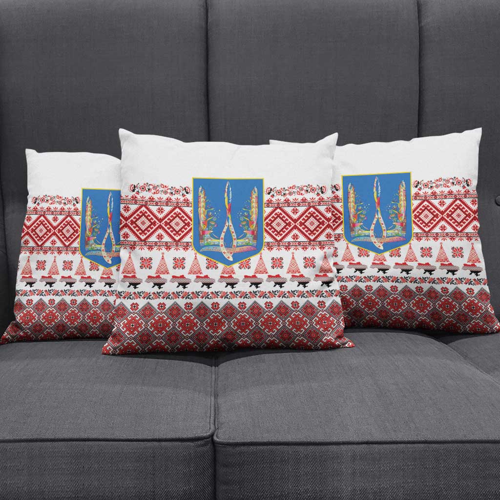 Ukraine Merry Christmas Pillow Cover Ukraine Emblem and Vyshyvanka Xmas Style - Wonder Print Shop
