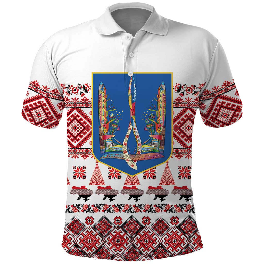 Ukraine Merry Christmas Polo Shirt Ukraine Emblem and Vyshyvanka Xmas Style - Wonder Print Shop
