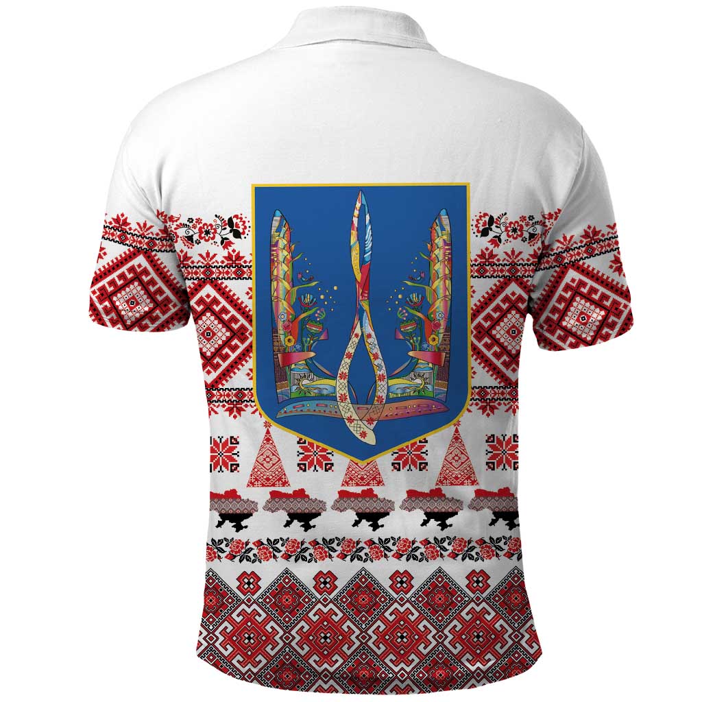 Ukraine Merry Christmas Polo Shirt Ukraine Emblem and Vyshyvanka Xmas Style - Wonder Print Shop