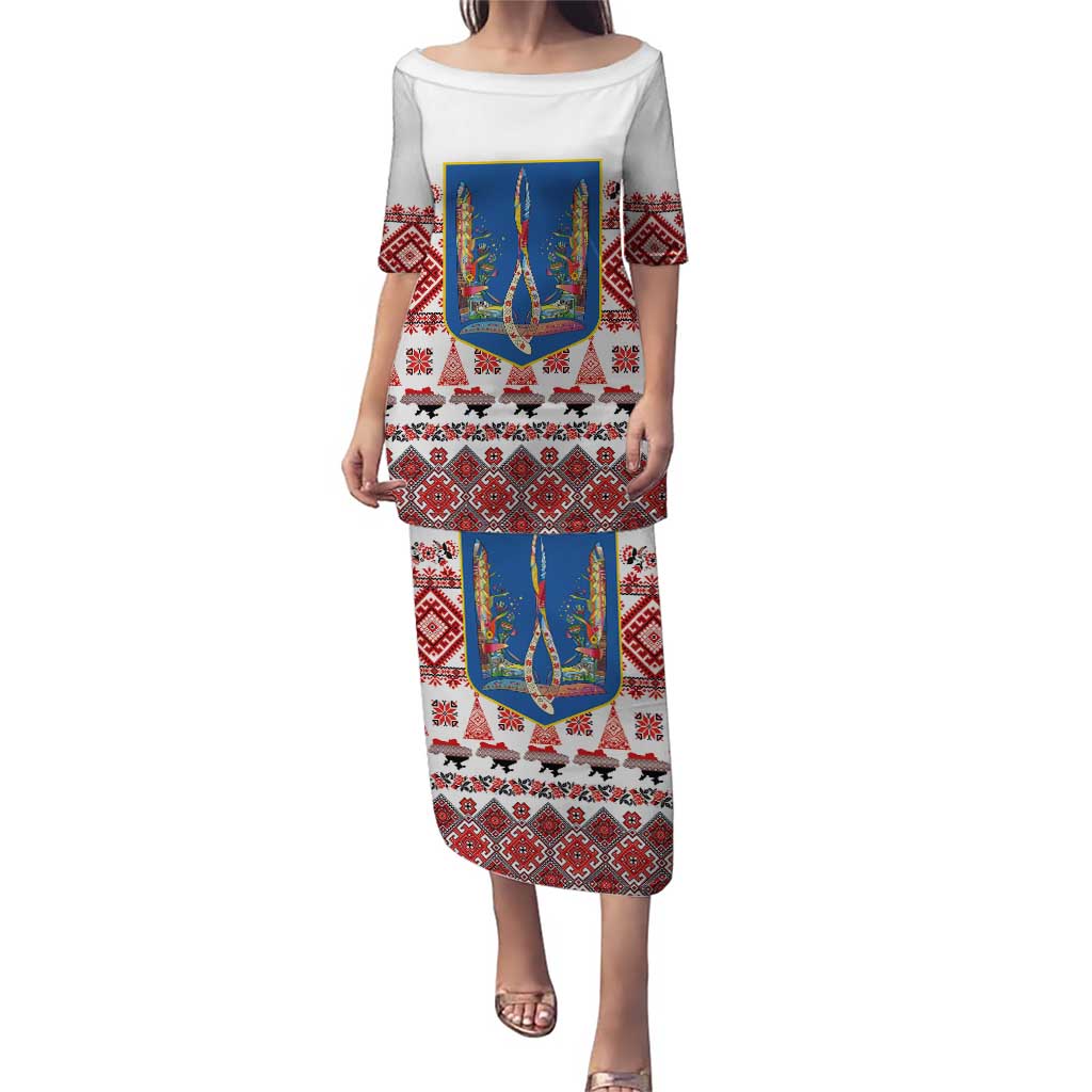 Ukraine Merry Christmas Puletasi Ukraine Emblem and Vyshyvanka Xmas Style - Wonder Print Shop