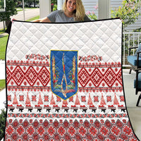Ukraine Merry Christmas Quilt Ukraine Emblem and Vyshyvanka Xmas Style - Wonder Print Shop
