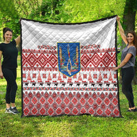 Ukraine Merry Christmas Quilt Ukraine Emblem and Vyshyvanka Xmas Style - Wonder Print Shop