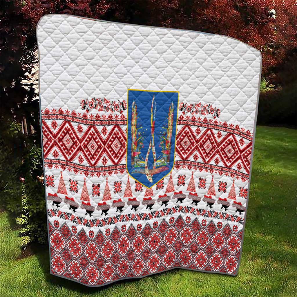 Ukraine Merry Christmas Quilt Ukraine Emblem and Vyshyvanka Xmas Style - Wonder Print Shop