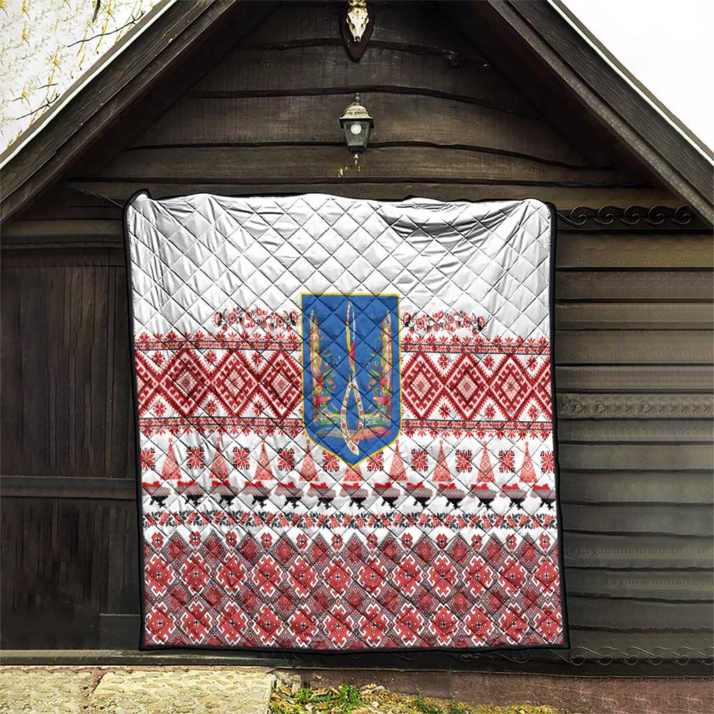 Ukraine Merry Christmas Quilt Ukraine Emblem and Vyshyvanka Xmas Style - Wonder Print Shop