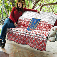 Ukraine Merry Christmas Quilt Ukraine Emblem and Vyshyvanka Xmas Style - Wonder Print Shop