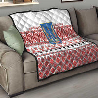 Ukraine Merry Christmas Quilt Ukraine Emblem and Vyshyvanka Xmas Style - Wonder Print Shop