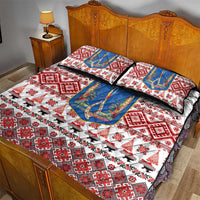 Ukraine Merry Christmas Quilt Bed Set Ukraine Emblem and Vyshyvanka Xmas Style - Wonder Print Shop