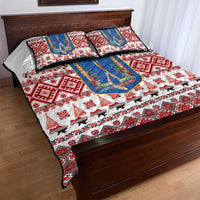 Ukraine Merry Christmas Quilt Bed Set Ukraine Emblem and Vyshyvanka Xmas Style - Wonder Print Shop