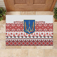 Ukraine Merry Christmas Rubber Doormat Ukraine Emblem and Vyshyvanka Xmas Style - Wonder Print Shop