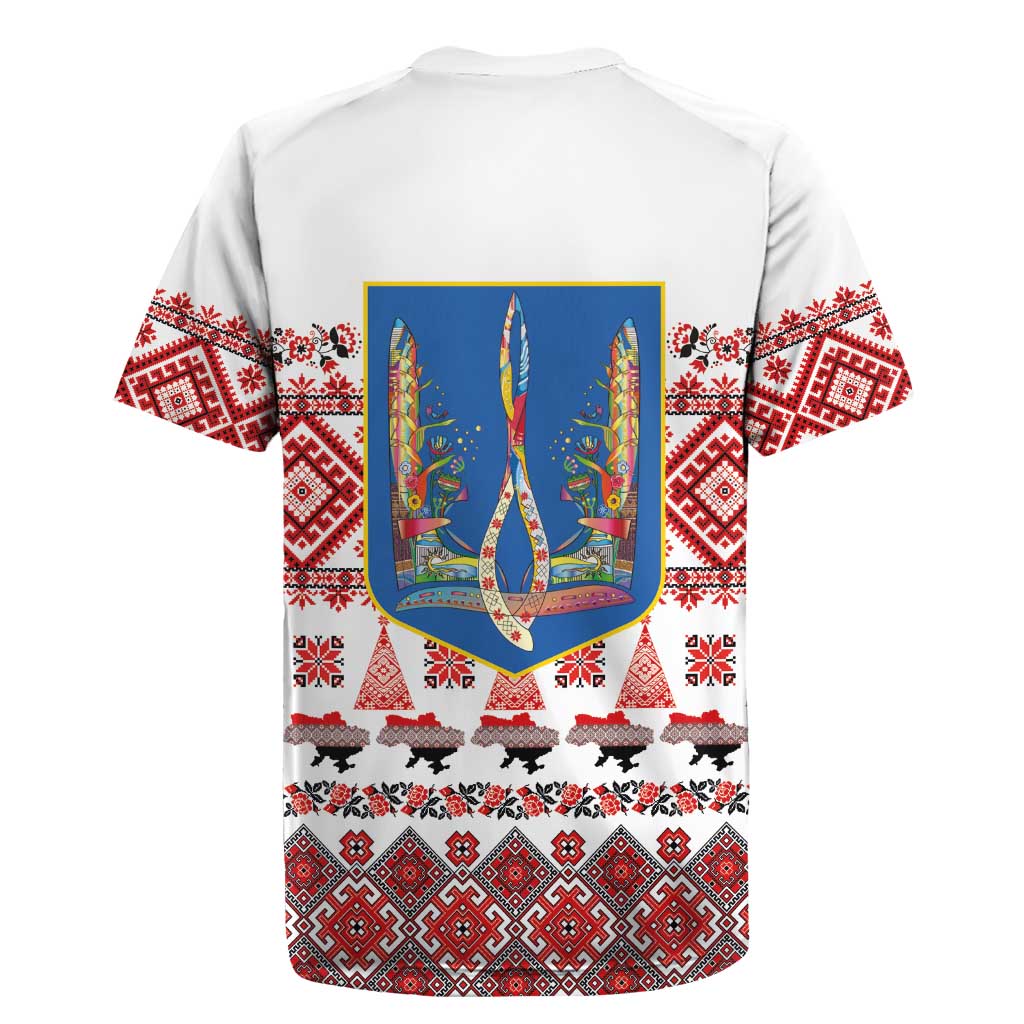 Ukraine Merry Christmas Rugby Jersey Ukraine Emblem and Vyshyvanka Xmas Style - Wonder Print Shop