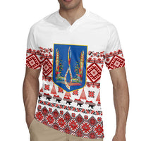 Ukraine Merry Christmas Rugby Jersey Ukraine Emblem and Vyshyvanka Xmas Style - Wonder Print Shop