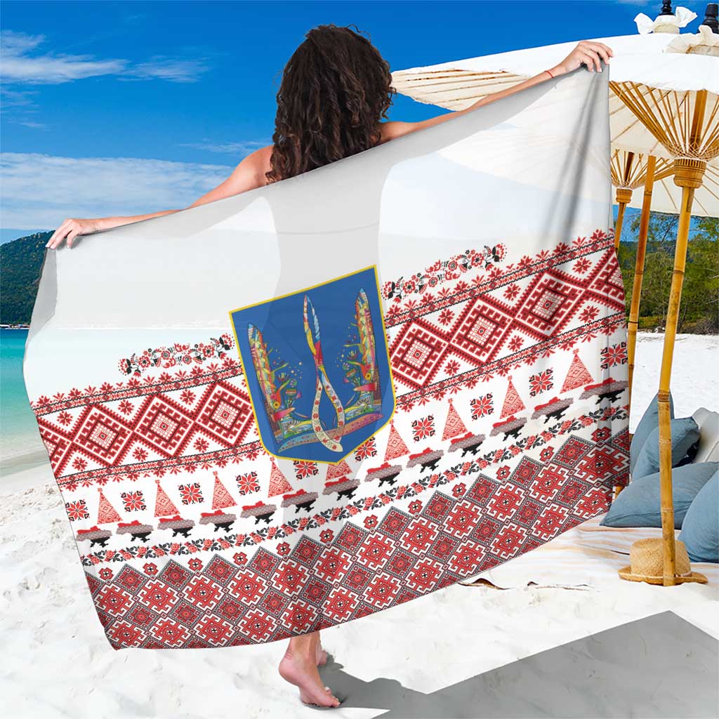Ukraine Merry Christmas Sarong Ukraine Emblem and Vyshyvanka Xmas Style - Wonder Print Shop