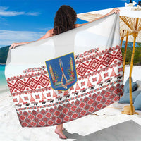 Ukraine Merry Christmas Sarong Ukraine Emblem and Vyshyvanka Xmas Style - Wonder Print Shop