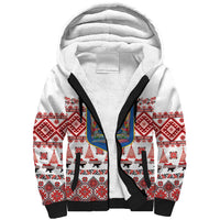 Ukraine Merry Christmas Sherpa Hoodie Ukraine Emblem and Vyshyvanka Xmas Style - Wonder Print Shop