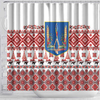 Ukraine Merry Christmas Shower Curtain Ukraine Emblem and Vyshyvanka Xmas Style - Wonder Print Shop