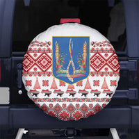Ukraine Merry Christmas Spare Tire Cover Ukraine Emblem and Vyshyvanka Xmas Style - Wonder Print Shop