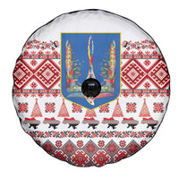 Ukraine Merry Christmas Spare Tire Cover Ukraine Emblem and Vyshyvanka Xmas Style - Wonder Print Shop