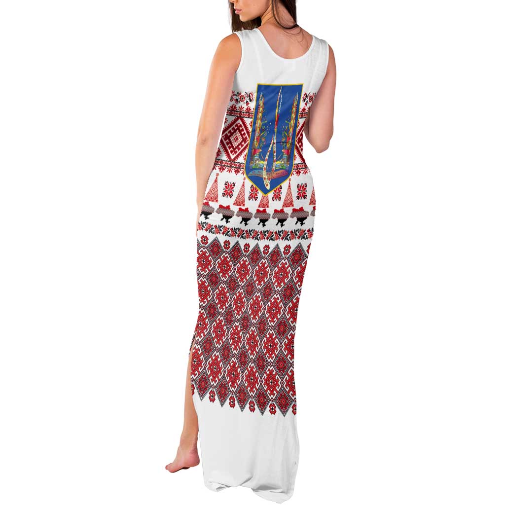 Ukraine Merry Christmas Tank Maxi Dress Ukraine Emblem and Vyshyvanka Xmas Style - Wonder Print Shop