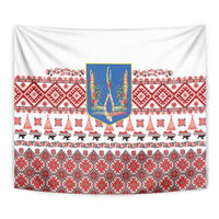 Ukraine Merry Christmas Tapestry Ukraine Emblem and Vyshyvanka Xmas Style - Wonder Print Shop