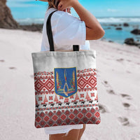 Ukraine Merry Christmas Tote Bag Ukraine Emblem and Vyshyvanka Xmas Style - Wonder Print Shop