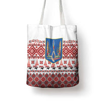 Ukraine Merry Christmas Tote Bag Ukraine Emblem and Vyshyvanka Xmas Style - Wonder Print Shop