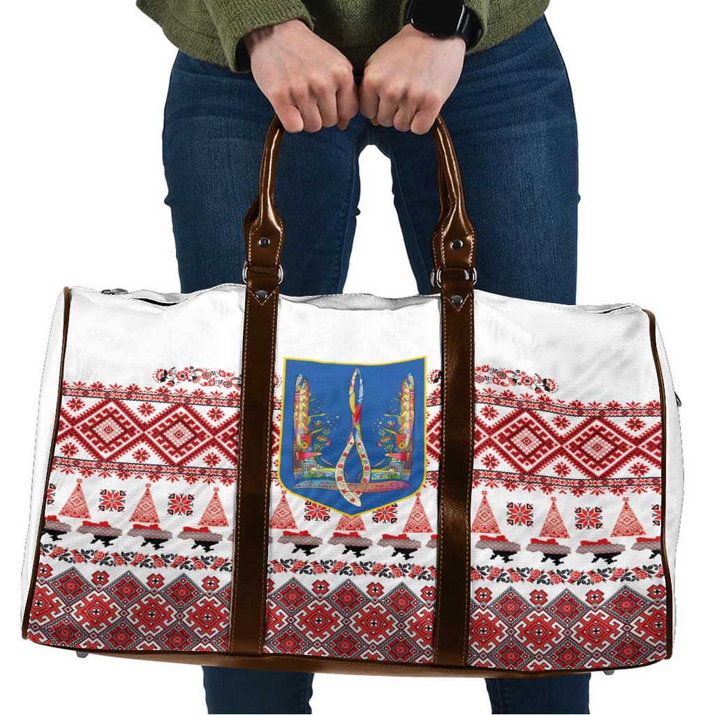 Ukraine Merry Christmas Travel Bag Ukraine Emblem and Vyshyvanka Xmas Style - Wonder Print Shop
