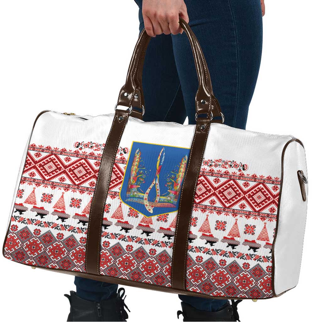 Ukraine Merry Christmas Travel Bag Ukraine Emblem and Vyshyvanka Xmas Style - Wonder Print Shop