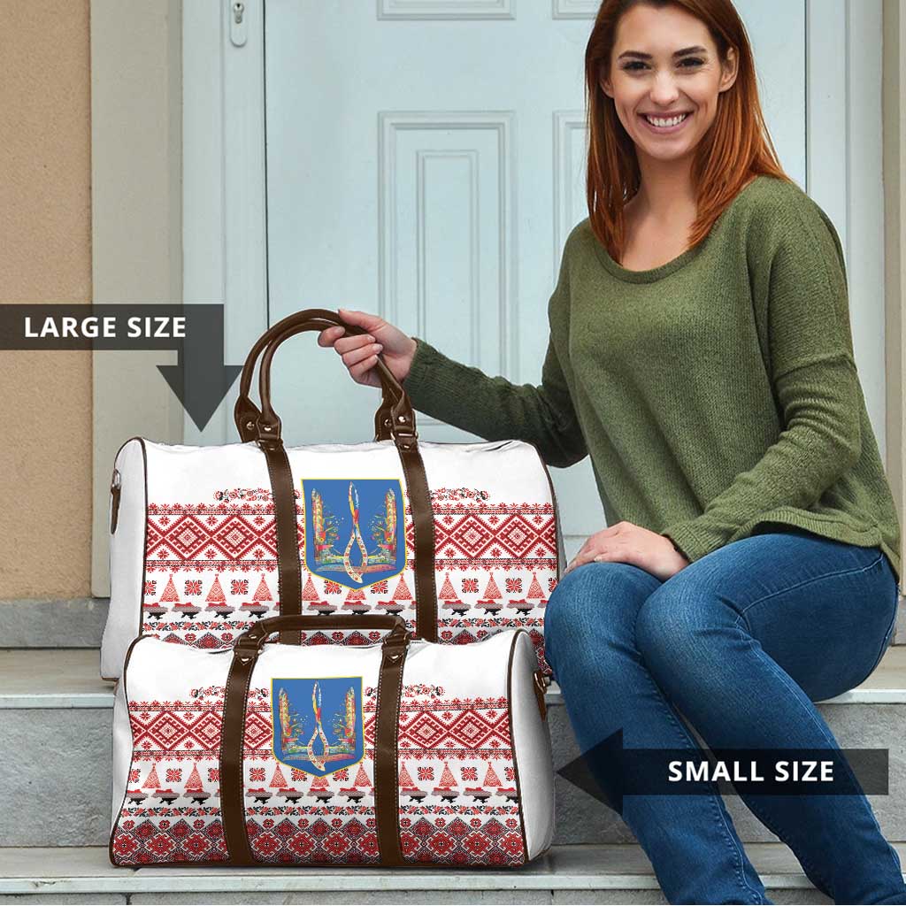 Ukraine Merry Christmas Travel Bag Ukraine Emblem and Vyshyvanka Xmas Style - Wonder Print Shop