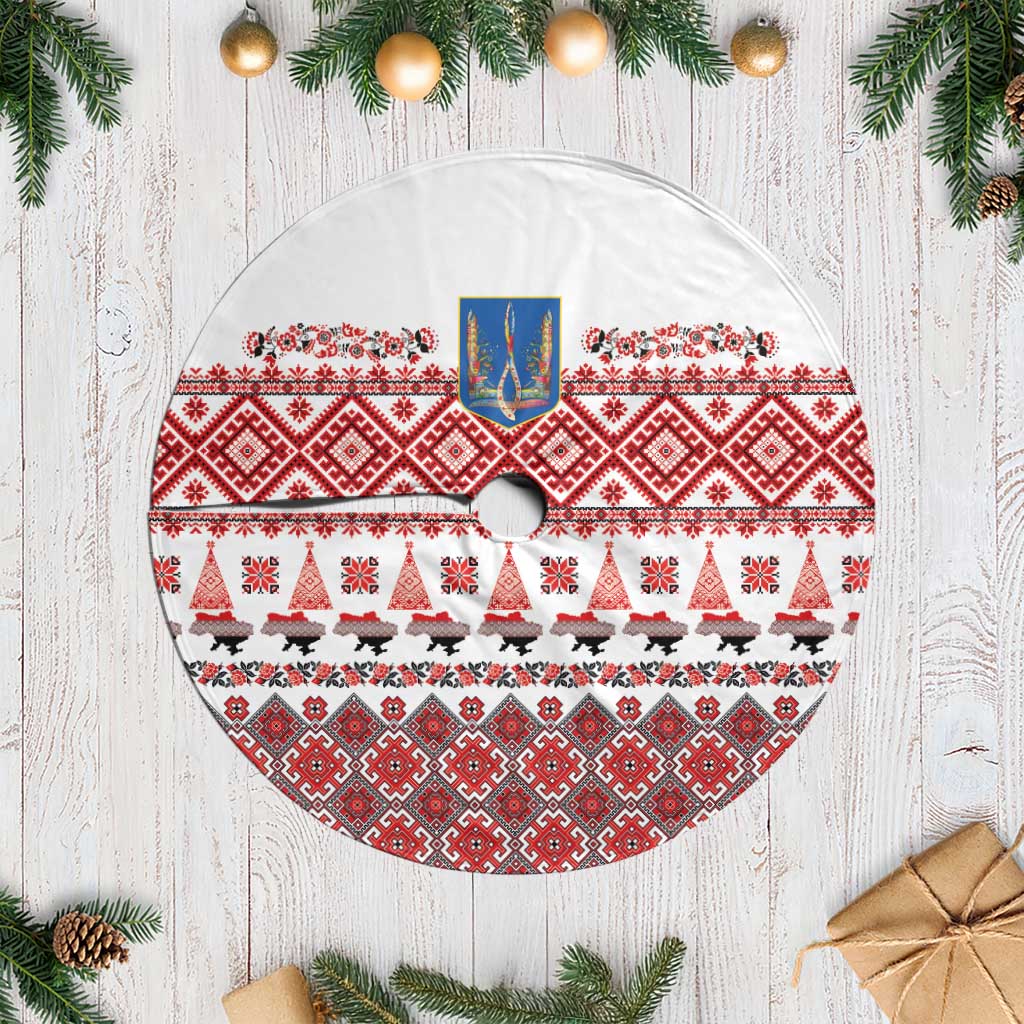 Ukraine Merry Christmas Tree Skirt Ukraine Emblem and Vyshyvanka Xmas Style - Wonder Print Shop