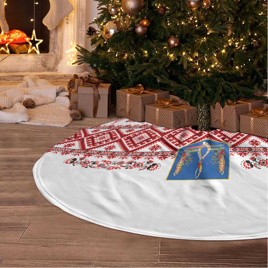 Ukraine Merry Christmas Tree Skirt Ukraine Emblem and Vyshyvanka Xmas Style - Wonder Print Shop